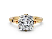 Solitaire Engagement Ring Setting for Cushion Cut Center with Plain Split Shank and Prong Head in Yellow Gold