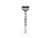 Solitaire Engagement Ring Setting for Fancy Green Emerald Cut Center with Micro Pave Band and Prong Head in Platinum