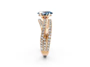 Solitaire Engagement Ring Setting for Fancy Blue Oval Center with Woven 3-Strand Pave Band and Prong Head in Rose Gold