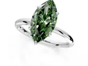 Low-Set Solitaire Engagement Ring Setting for Fancy Green Marquise Center with Thin Plain Band and Prong Head in Platinum