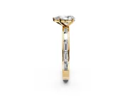 Solitaire Engagement Ring Setting for Pear-Shaped Center with Channel Baguette Band and Prong Head in Yellow Gold