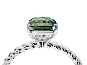 Solitaire Engagement Ring Setting for Fancy Green Radiant Cut Center with Plain Twisted Rope Band and Prong Head in Sterling Silver