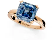 Solitaire Engagement Ring Setting for Fancy Blue Asscher Cut Center with Plain Band and Flat Tab Prong Head in Rose Gold
