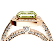 Halo Engagement Ring Setting for Fancy Yellow Asscher Cut Center with Framed Halo, Pave Band and Prong Head in Rose Gold