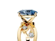Solitaire Engagement Ring Setting for Fancy Blue Oval Center with Criss-Cross Accent Band and Prong Head in Yellow Gold