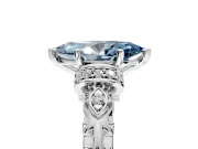 Solitaire Engagement Ring Setting for Fancy Blue Marquise Center with Filigree Band and Prong Head in Platinum
