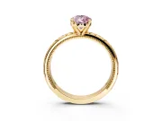 Solitaire Engagement Ring Setting for Fancy Pink Pear-Shaped Center with Scrollwork Band and Prong Head in Yellow Gold