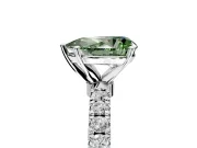 Open Basket Engagement Ring Setting for Fancy Green Pear-Shaped Center with Pave Band and Prong Head in Platinum