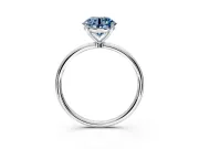 Solitaire Engagement Ring Setting for Fancy Blue Round Cut Center with Straight Thin Band and Prong Head in Platinum