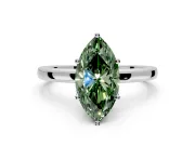 Solitaire Engagement Ring Setting for Fancy Green Marquise Center with Plain Band and Tulip Prong Head in Platinum