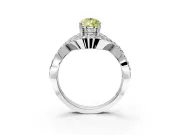 Halo Engagement Ring Setting for Fancy Yellow Pear-Shaped Center with Pave Infinity Twist Band and Prong Head in White Gold