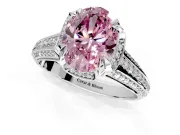 Solitaire Engagement Ring Setting for Fancy Pink Oval Center with Accented Split Shank and Prong Head in Platinum