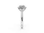 Starburst Halo Engagement Ring Setting for Cushion Cut Center with Thin Round-Wire Band and Prong Head in Platinum