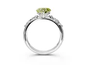 Cluster Engagement Ring Setting for Fancy Yellow Heart-Shaped Center with Round Cut Accent Band and Prong Head in White Gold