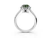 Halo Engagement Ring Setting for Fancy Green Round Cut Center with Knife Ridge Cathedral Band and Prong Head in Sterling Silver