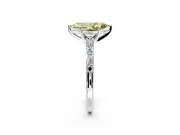 Baguette Engagement Ring Setting for Fancy Yellow Marquise Center with Alternating Bar-Set Band and Prong Head in White Gold
