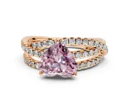 Solitaire Engagement Ring Setting for Fancy Pink Heart-Shaped Center with Woven 3-Strand Pave Band and Prong Head in Rose Gold