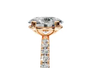 Solitaire Engagement Ring Setting for Oval Center with Pave Band and Claw Prong Head in Rose Gold