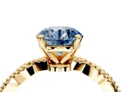 Solitaire Engagement Ring Setting for Fancy Blue Round Cut Center with Twist Band and Bead Prong Head in Yellow Gold
