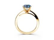 Solitaire Engagement Ring Setting for Fancy Blue Round Cut Center with Basket Rail and Prong Head in Yellow Gold