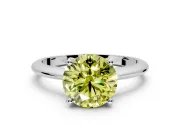 Solitaire Engagement Ring Setting for Fancy Yellow Round Cut Center with Knife Ridge Band and Claw Prong Head in Sterling Silver