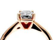 Solitaire Engagement Ring Setting for Emerald Cut Center with Knife Ridge Band and Claw Prong Head in Rose Gold