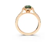 Floral Engagement Ring Setting for Fancy Green Radiant Cut Center with Pave Band and Floral Prong Head in Rose Gold
