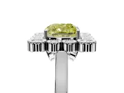 Cluster Halo Engagement Ring Setting for Fancy Yellow Cushion Cut Center with Milgrain Bezel Accents and Prong Head in Platinum