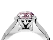 Halo Engagement Ring Setting for Fancy Pink Oval Center with Knife Ridge Cathedral Band and Prong Head in Sterling Silver