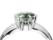 Tension Engagement Ring Setting for Fancy Green Oval Center with Wide Flat Band and Tension Head in Sterling Silver