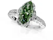 Floral Engagement Ring Setting for Fancy Green Marquise Center with Four Accent Clusters and Prong Head in Platinum