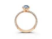 Solitaire Engagement Ring Setting for Fancy Blue Marquise Center with Domed Multi-Row Pave Band and Prong Head in Rose Gold