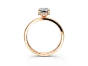 Hidden Halo Engagement Ring Setting for Emerald Cut Center with Plain Band and Tall Prong Head in Rose Gold