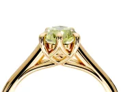 Solitaire Engagement Ring Setting for Fancy Yellow Pear-Shaped Center with Cathedral Band and Prong Head in Yellow Gold