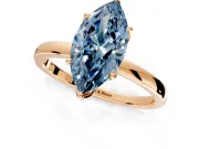 Solitaire Engagement Ring Setting for Fancy Blue Marquise Center with Thin Rounded Plain Band and Prong Head in Rose Gold