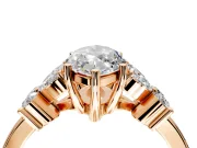 Floral Engagement Ring Setting for Marquise Center with Marquise Cluster Shoulders and Prong Head in Rose Gold
