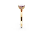 Solitaire Engagement Ring Setting for Fancy Pink Princess Cut Center with Thin Rounded Plain Band and Prong Head in Yellow Gold