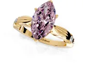 Solitaire Engagement Ring Setting for Fancy Pink Marquise Center with Carved Leaf Shoulders and Prong Head in Yellow Gold