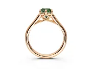 Solitaire Engagement Ring Setting for Fancy Green Cushion Cut Center with Cathedral Band and Prong Head in Rose Gold
