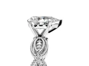 Solitaire Engagement Ring Setting for Pear-Shaped Center with Marquise Panel Band and Prong Head in Sterling Silver