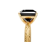 Solitaire Engagement Ring Setting for Fancy Black Princess Cut Center with Engraved Milgrain Band and Prong Head in Yellow Gold
