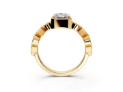Milgrain Bezel Engagement Ring Setting for Radiant Cut Center with Marquise Stations and Bezel Head in Yellow Gold