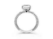 Rope Engagement Ring Setting for Asscher Cut Center with Accent Shoulders and Prong Head in White Gold