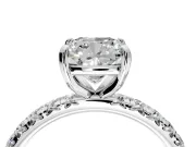 Solitaire Engagement Ring Setting for Cushion Cut Center with Shared-Prong Accents and Prong Head in Sterling Silver