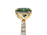 Solitaire Engagement Ring Setting for Fancy Green Radiant Cut Center with Micro Pave Band and Prong Head in Yellow Gold