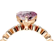 Solitaire Engagement Ring Setting for Fancy Pink Heart-Shaped Center with Bezel-Dot Beaded Band and Prong Head in Rose Gold