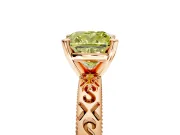 Solitaire Engagement Ring Setting for Fancy Yellow Cushion Cut Center with Scrollwork Band and Prong Head in Rose Gold