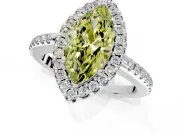 Pave Halo Engagement Ring Setting for Fancy Yellow Marquise Center with Single Row Pave Band and Prong Head in Sterling Silver