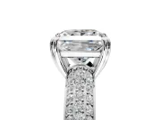Solitaire Engagement Ring Setting for Princess Cut Center with Multi-Row Pave Accents and Basket Head in White Gold