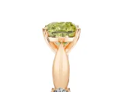 Solitaire Engagement Ring Setting for Fancy Yellow Cushion Cut Center with Carved Leaf Shoulders and Prong Head in Rose Gold